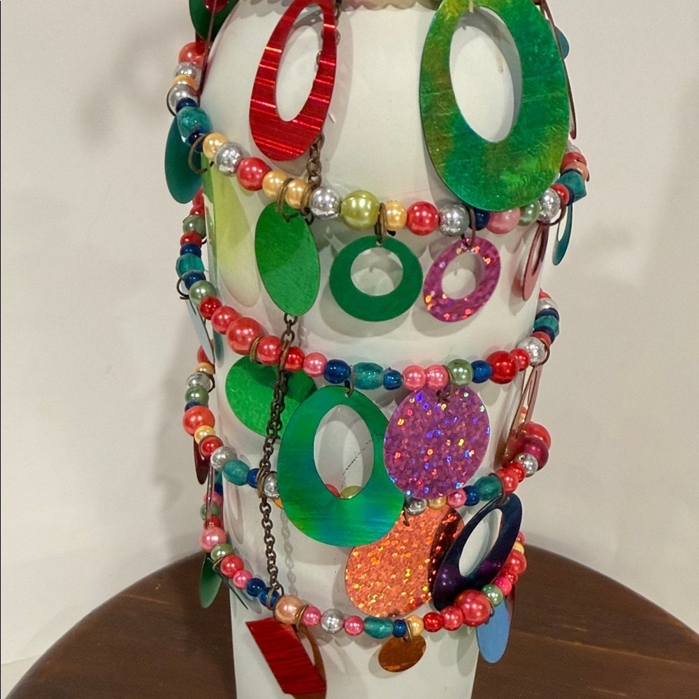Decorative White Wine Bottle With Fireworks Beaded Stopper & Beads, Sequins Wrap - Picture 8 of 17